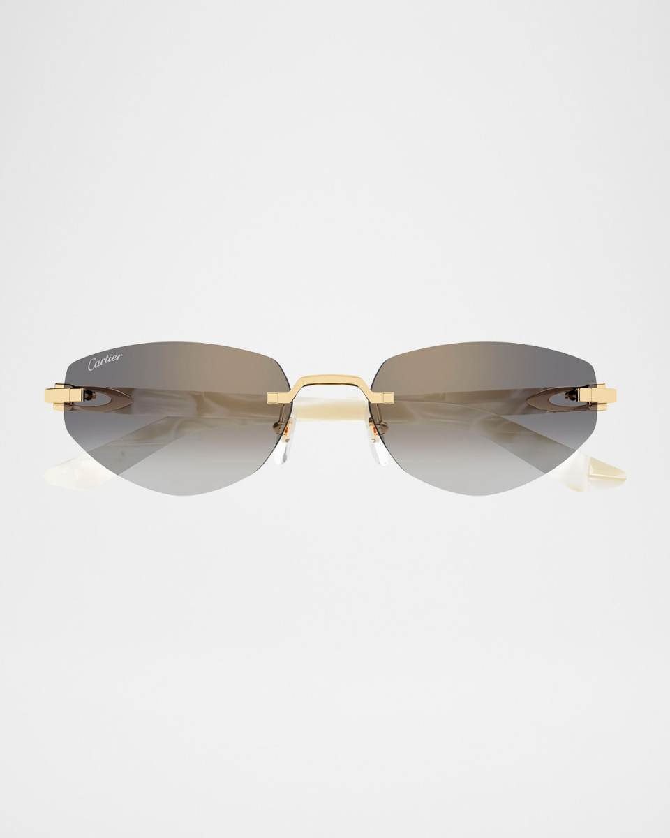 Decor C Rimless Metal Oval Sunglasses